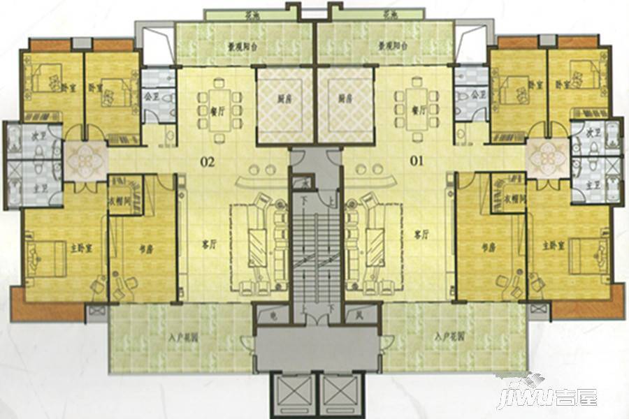 榕东新城4室2厅3卫255.6㎡户型图