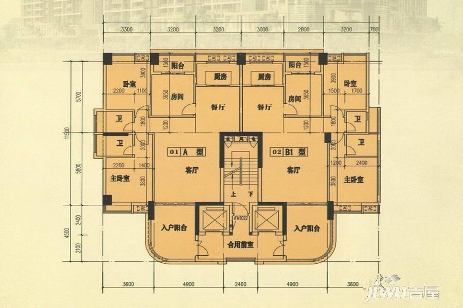 清溪园3室2厅2卫135.5㎡户型图