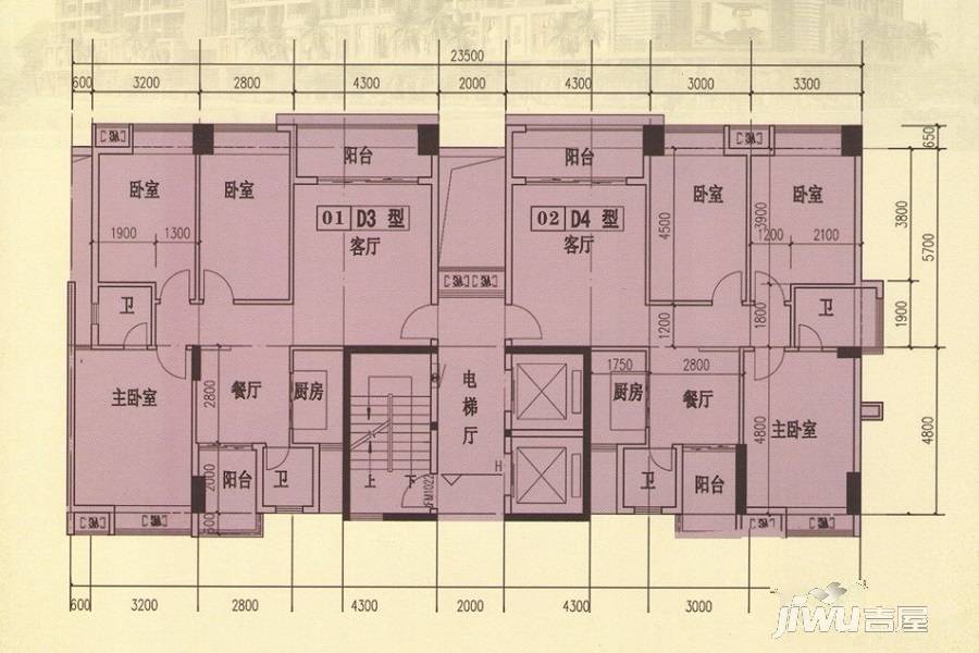 清溪园3室2厅2卫114㎡户型图