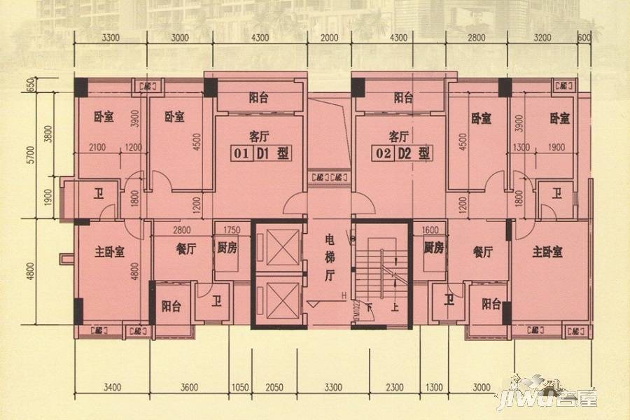 清溪园3室2厅2卫116㎡户型图