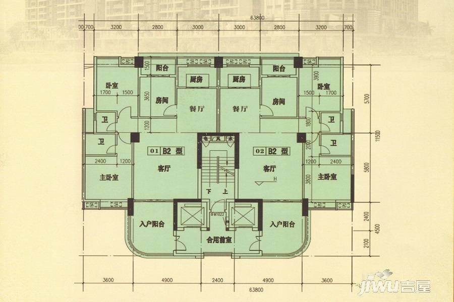 清溪园3室2厅2卫136㎡户型图