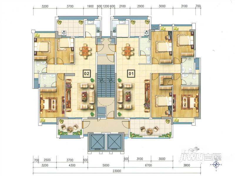 泰和家园3室2厅2卫133㎡户型图