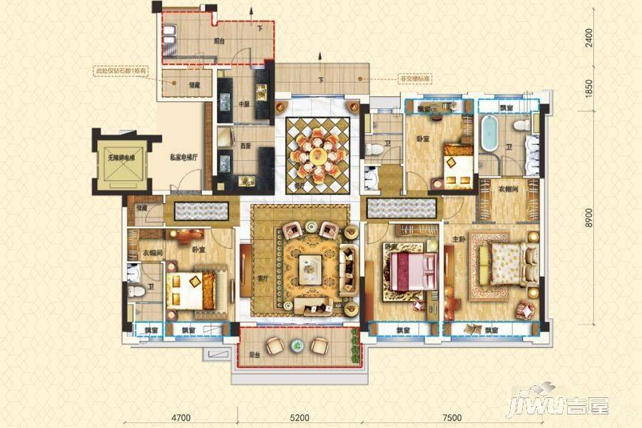 惠来碧桂园4室2厅3卫183.5㎡户型图