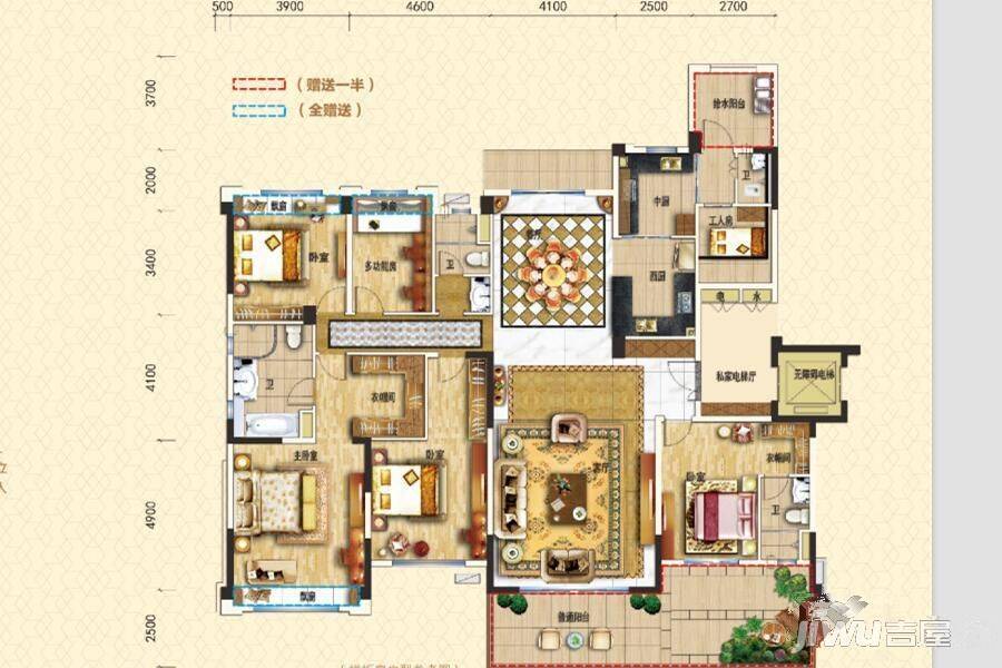 惠来碧桂园5室2厅4卫258.1㎡户型图