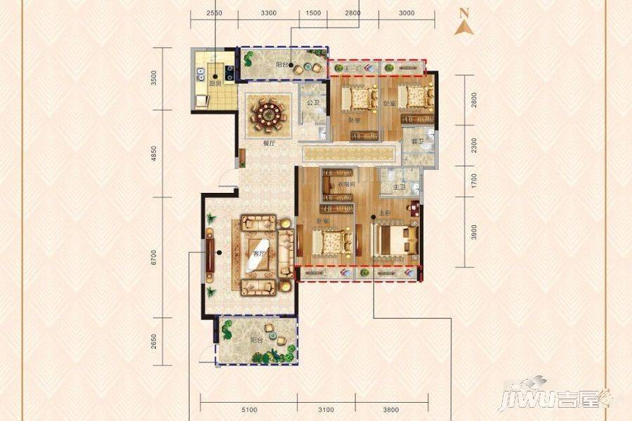 帝景城4室2厅3卫180.2㎡户型图