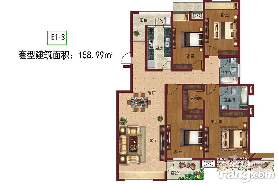 龍泉湾4室2厅2卫159㎡户型图