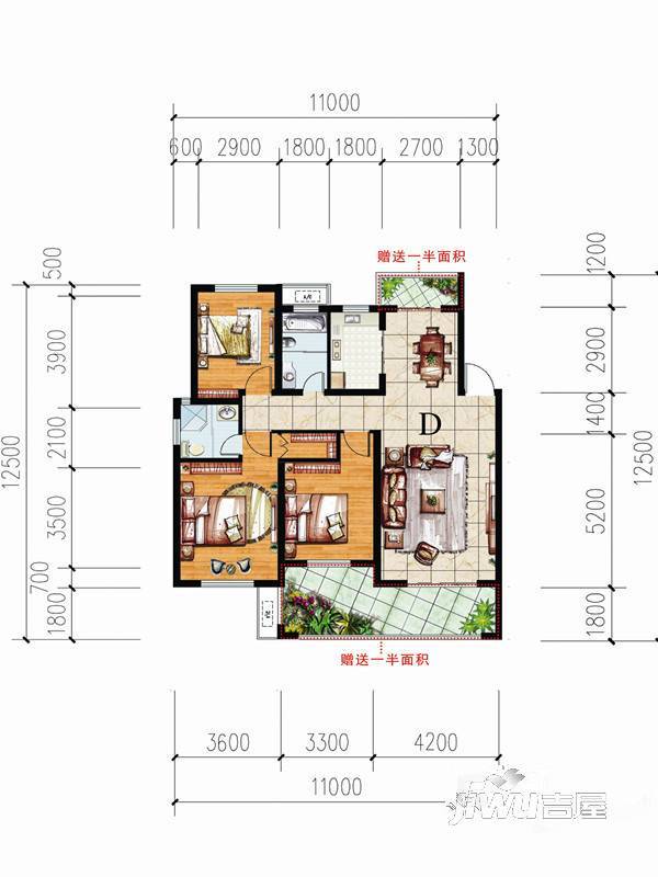 春江明月3室2厅2卫户型图