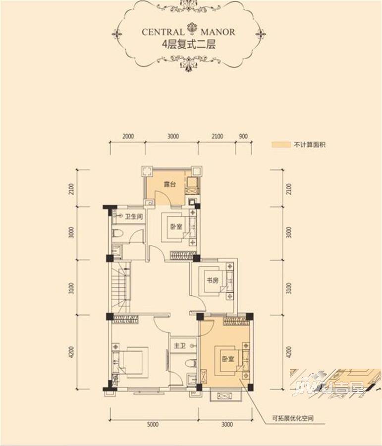 凯光中央庄园3室2厅3卫128.7㎡户型图