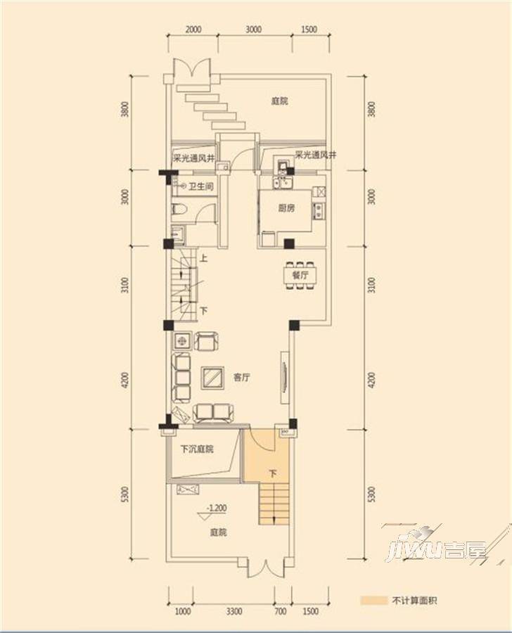 凯光中央庄园3室2厅3卫128.7㎡户型图