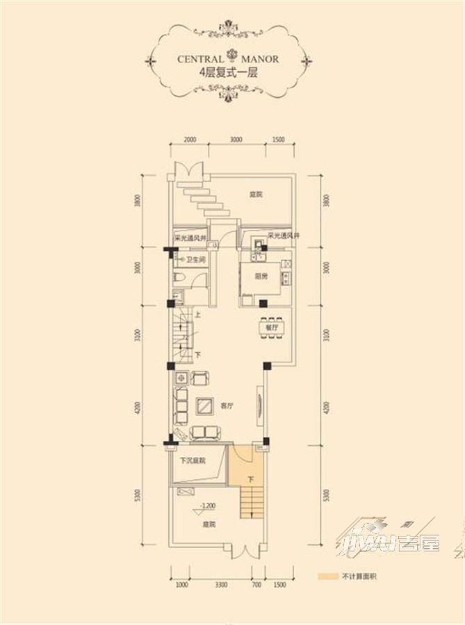 凯光中央庄园3室2厅3卫123.8㎡户型图