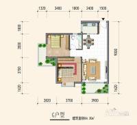 华发金象郦郡2室2厅1卫84.3㎡户型图