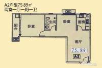 国龙鑫江莲郡2室1厅1卫75.9㎡户型图