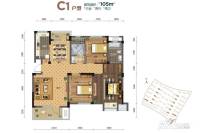 亿达云山湖3室2厅2卫105㎡户型图