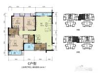 大江鑫港龙城3室2厅2卫124.8㎡户型图