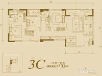 万科金域湖庭3室2厅2卫133㎡户型图