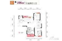 光谷悦城3室2厅2卫108㎡户型图