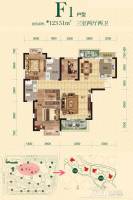 葛洲坝世纪花园三期3室2厅2卫123.5㎡户型图