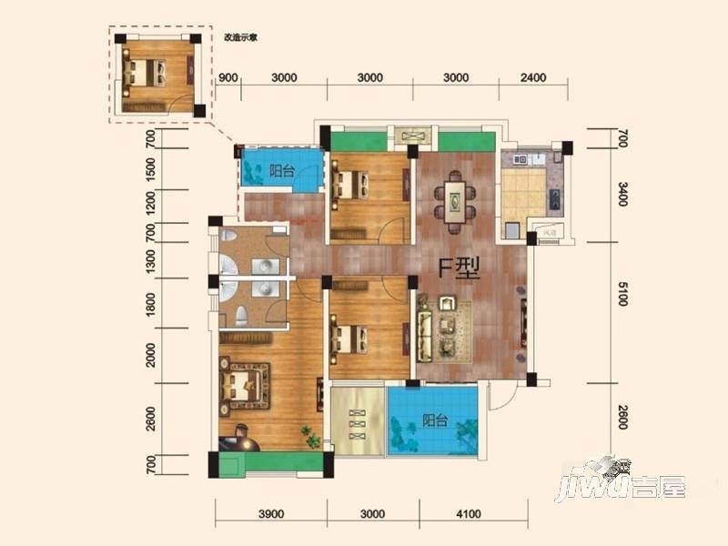 祥生柏景湾二期3室2厅2卫134㎡户型图