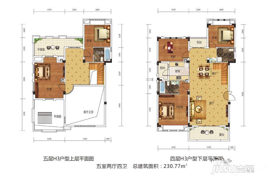 百步亭金桥汇5室2厅4卫230.8㎡户型图