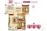 圣特立国际花园3室2厅1卫94.9㎡户型图