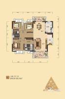 南国明珠四期揽湖3室2厅2卫129㎡户型图