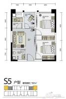 武汉SOHO商铺2室1厅1卫62㎡户型图