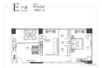 ICC铂庭1室2厅1卫97.6㎡户型图