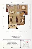 长投珑庭2室2厅1卫80㎡户型图