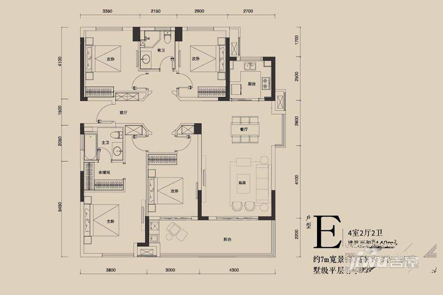 尚璟瑞府4室2厅2卫142㎡户型图