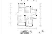 三和名仕城3室2厅1卫100㎡户型图