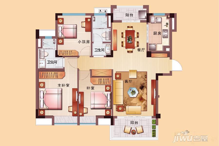 碧桂园白鹭湾3室2厅2卫125㎡户型图