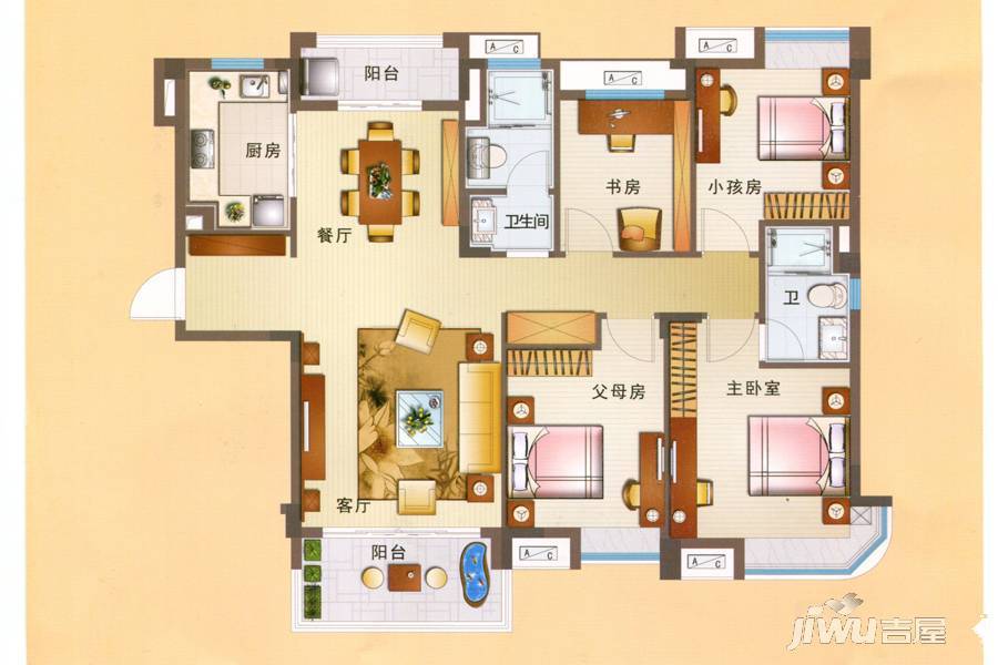 碧桂园白鹭湾4室2厅2卫140㎡户型图