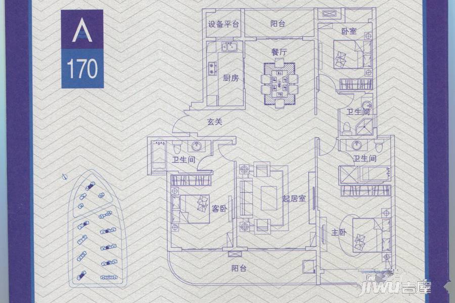 扬子华都4室2厅3卫170㎡户型图