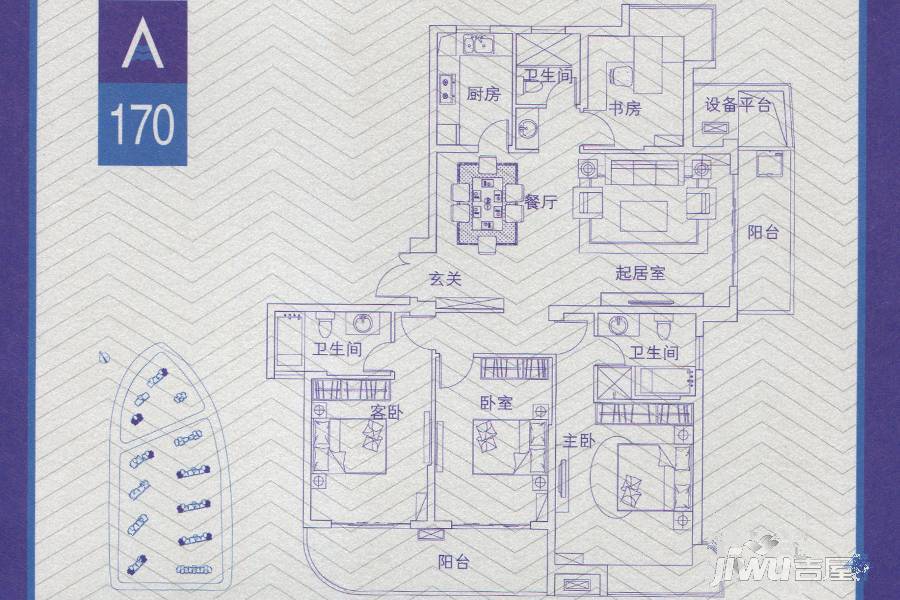 扬子华都5室2厅3卫170㎡户型图