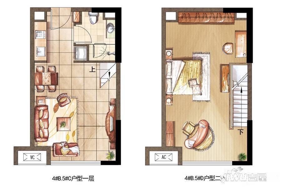 恒大中央广场1室2厅1卫40.2㎡户型图