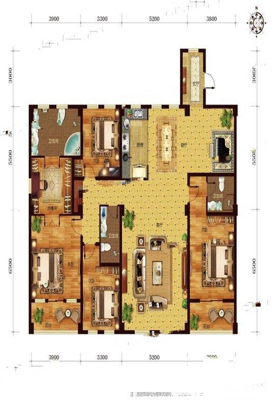 观湖壹号院4室2厅3卫227㎡户型图