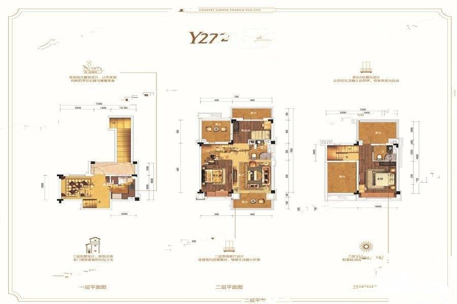 碧桂园凤凰生态城3室2厅2卫132㎡户型图