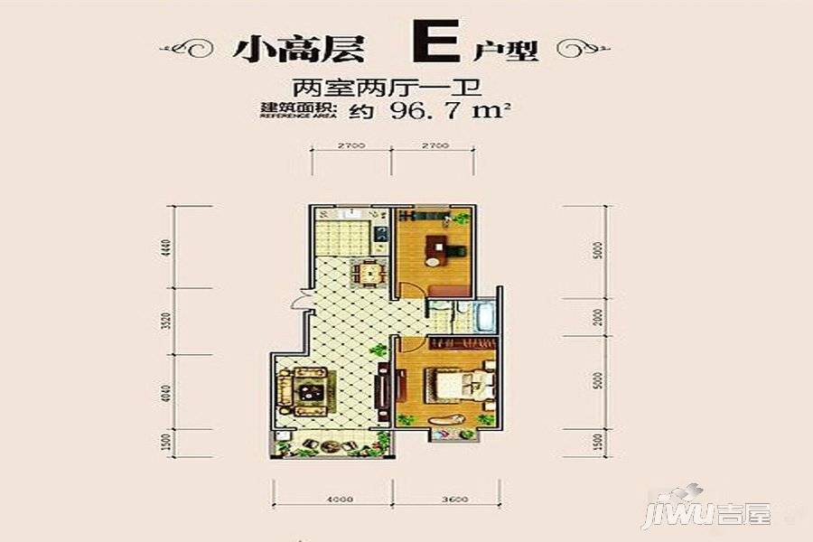 苏源聚福园2室2厅1卫96.7㎡户型图