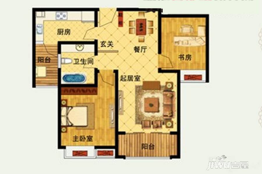 嘉中名苑2室2厅1卫103㎡户型图