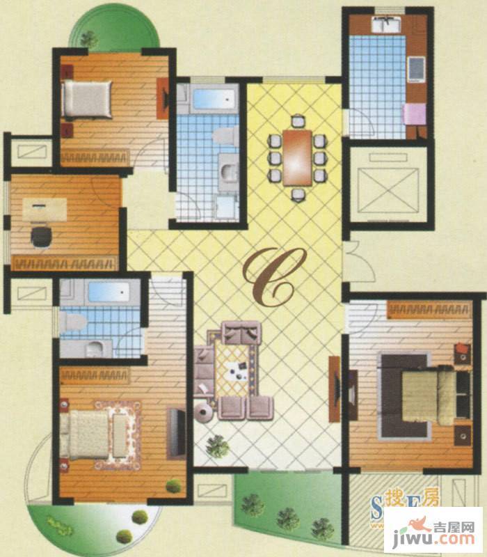 海泰尚城国际4室2厅2卫175㎡户型图