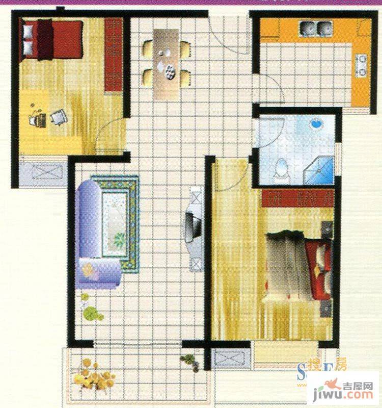 丽水金都2室2厅1卫102.1㎡户型图