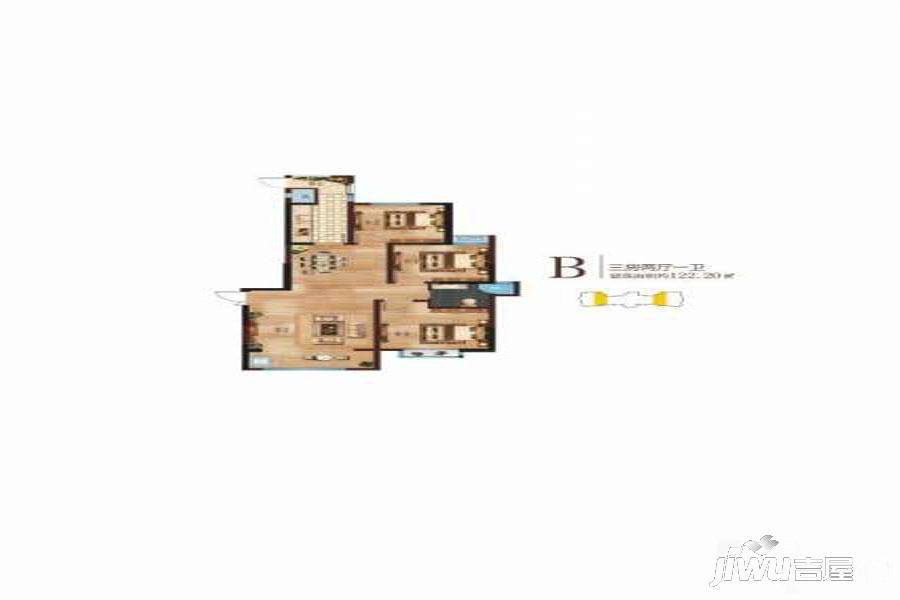 金色嘉园3室2厅1卫121㎡户型图