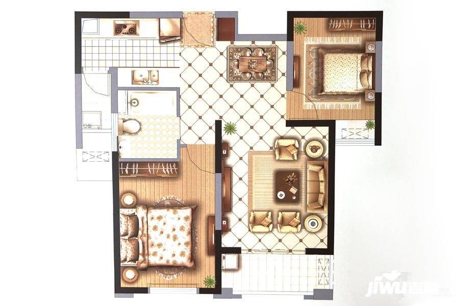 中铁溪源2室2厅1卫83㎡户型图