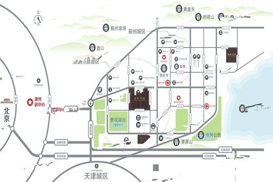 蓟州鸿坤花语位置交通图5