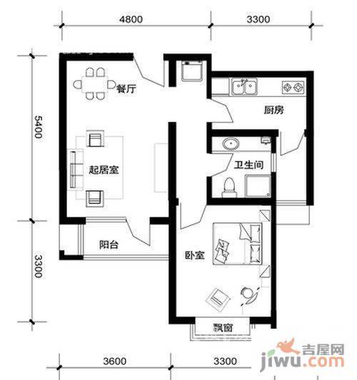 红磡领世郡别墅1室1厅1卫68㎡户型图