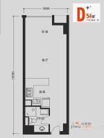 熙汇广场1室1厅1卫54㎡户型图