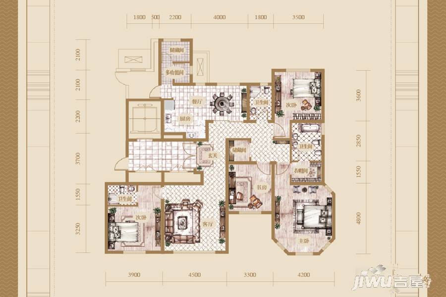 海宁湾4室2厅3卫190.7㎡户型图