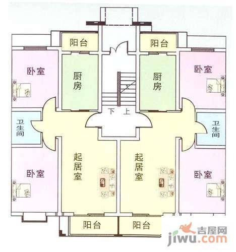 水岸蓝庭2室1厅1卫78㎡户型图