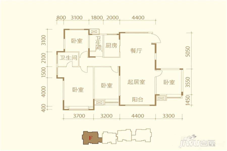 滨海星河荣御4室2厅2卫150㎡户型图