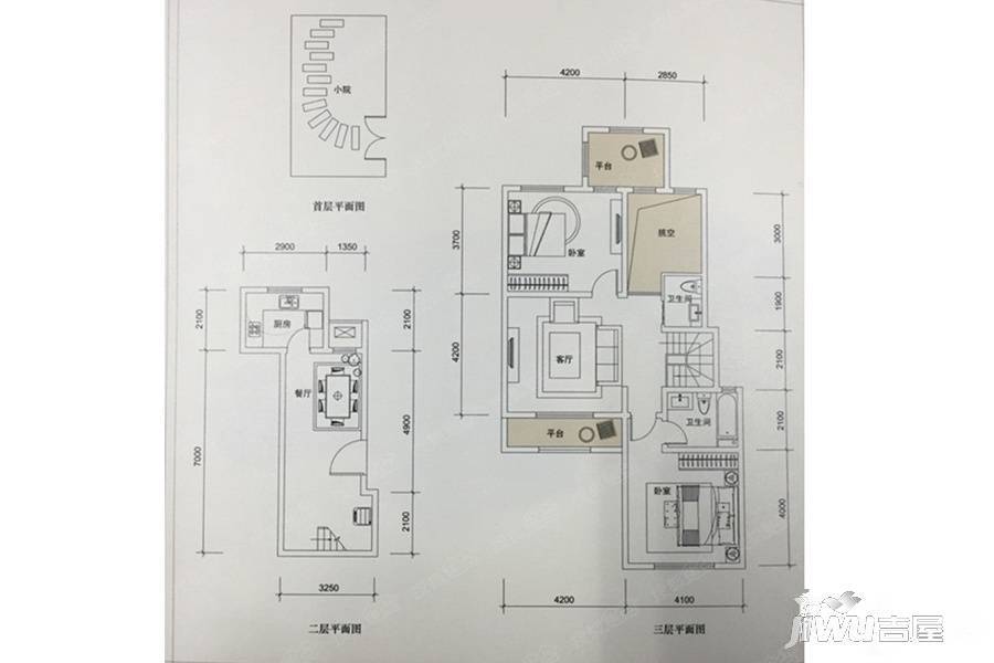 仁爱团泊湖逸湖岸3室2厅2卫户型图